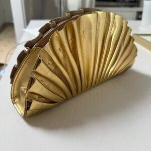 Cult Gaia - Nala Mini Pleated Metallic Clutch Bag